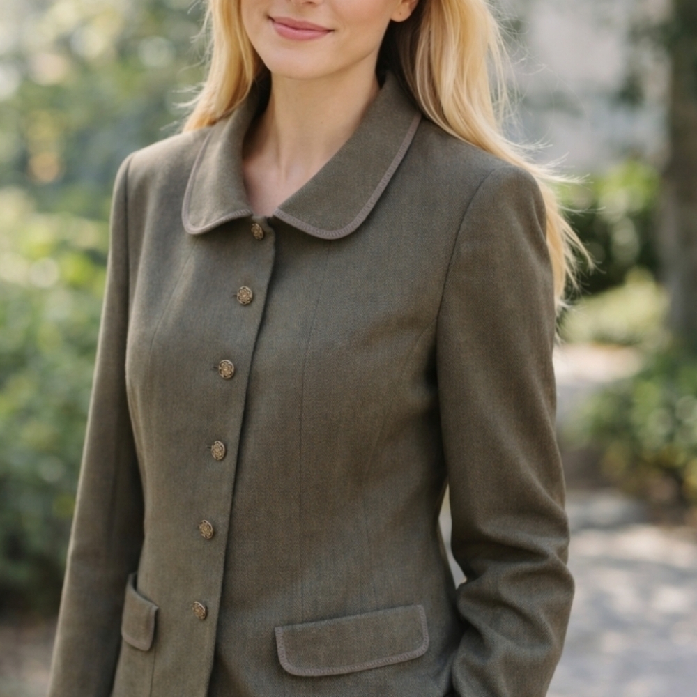 Vintage Talbots Petites Wool Blazer Italy Green